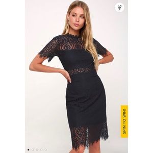 LULUS black lace midi dress
